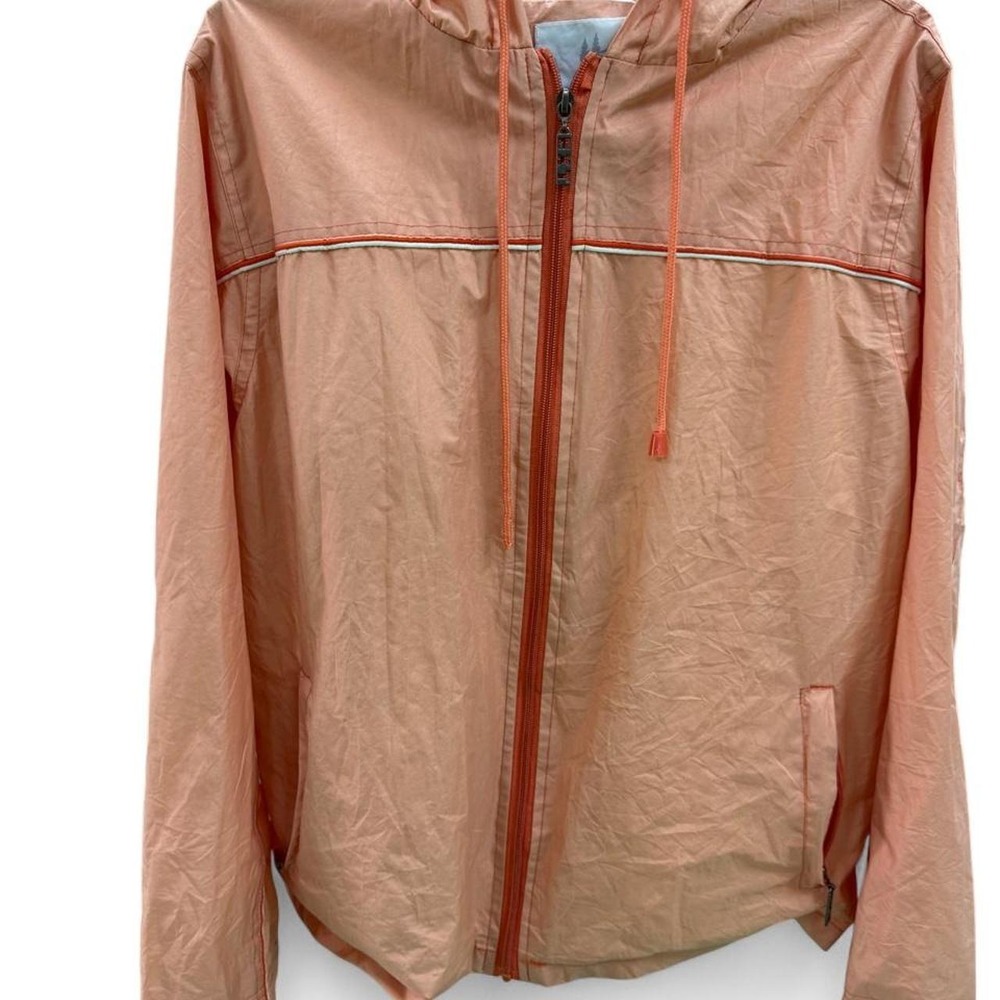 Exist Outdoors Mens Hooded Windbreaker Jacket Orange Pink XL Full Zip Mesh Lined